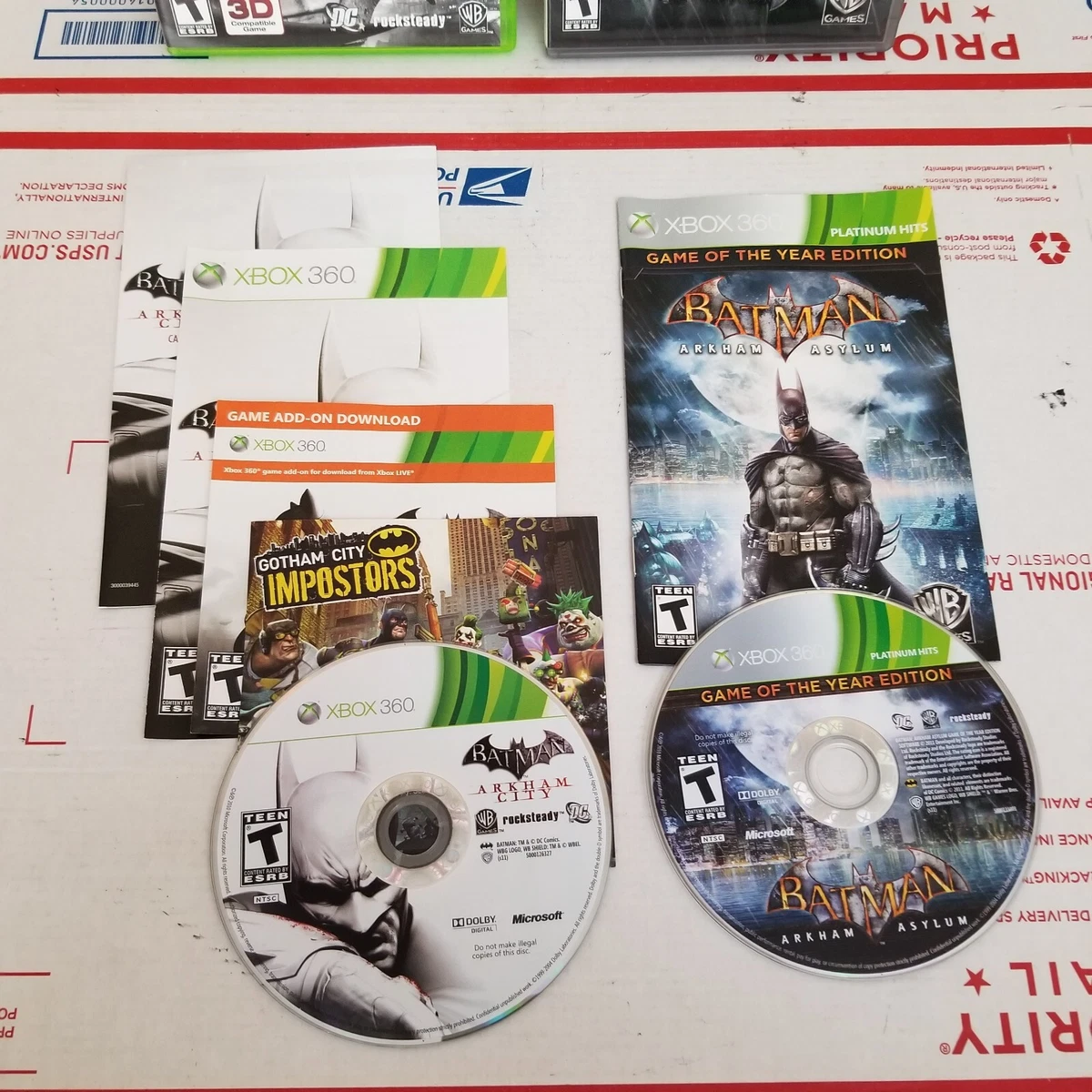 Lot of 2 Batman Xbox 360 Games Arkham City Asylum Complete in Box CIB