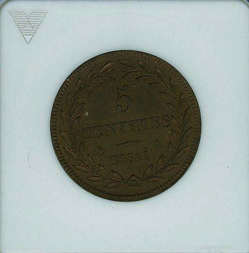 FRANCE CHARLES X ND(1824) 5 CENTIMES BRONZE "ESSAI" CERTIFIED BY ANACS MS62 - Picture 4 of 4