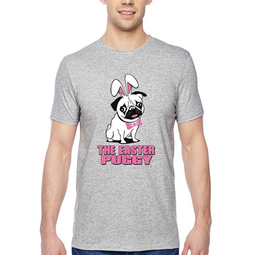 Camiseta para hombre Pug Dog Orejas Conejo de Pascua Fiestas Conejo Cuello Redondo Mangas Cortas - Imagen 5 de 9
