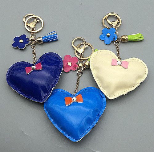 Mujer Charol Corazón Borla Bolso de Mano Llavero Llavero Bolso Accesorios - Imagen 2 de 8