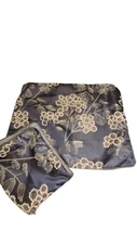 2 Croscill Paloma Pillow Sham Cover Navy White Floral Embroidered 25x19
