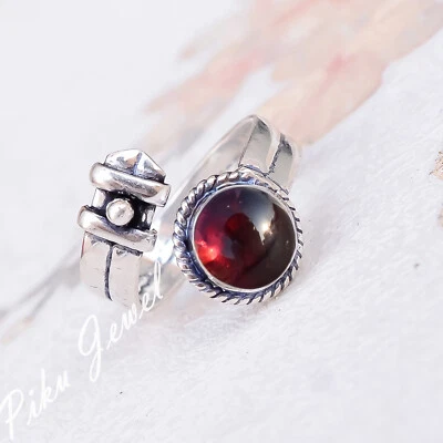 Bague de beauté en argent sterling 925 avec pierre précieuse grenat du Mozamb... - Photo 1/4
