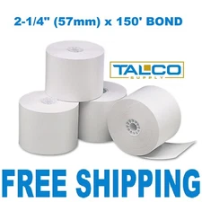 (3) CALCULATOR PLAIN PAPER (2-1/4" x 150' BOND) ROLLS ~FREE SHIPPING~