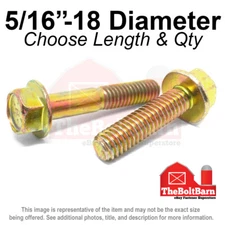 5/16"-18 Grade 8 Hex Flange Screws Frame Bolts Zinc Yellow (Pick Length & Qty)