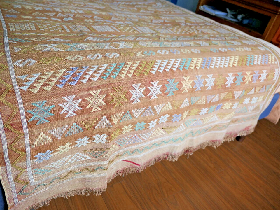 Tapis Kilim berbère en soie sabra fait main 250x140 cm - Photo 4/4