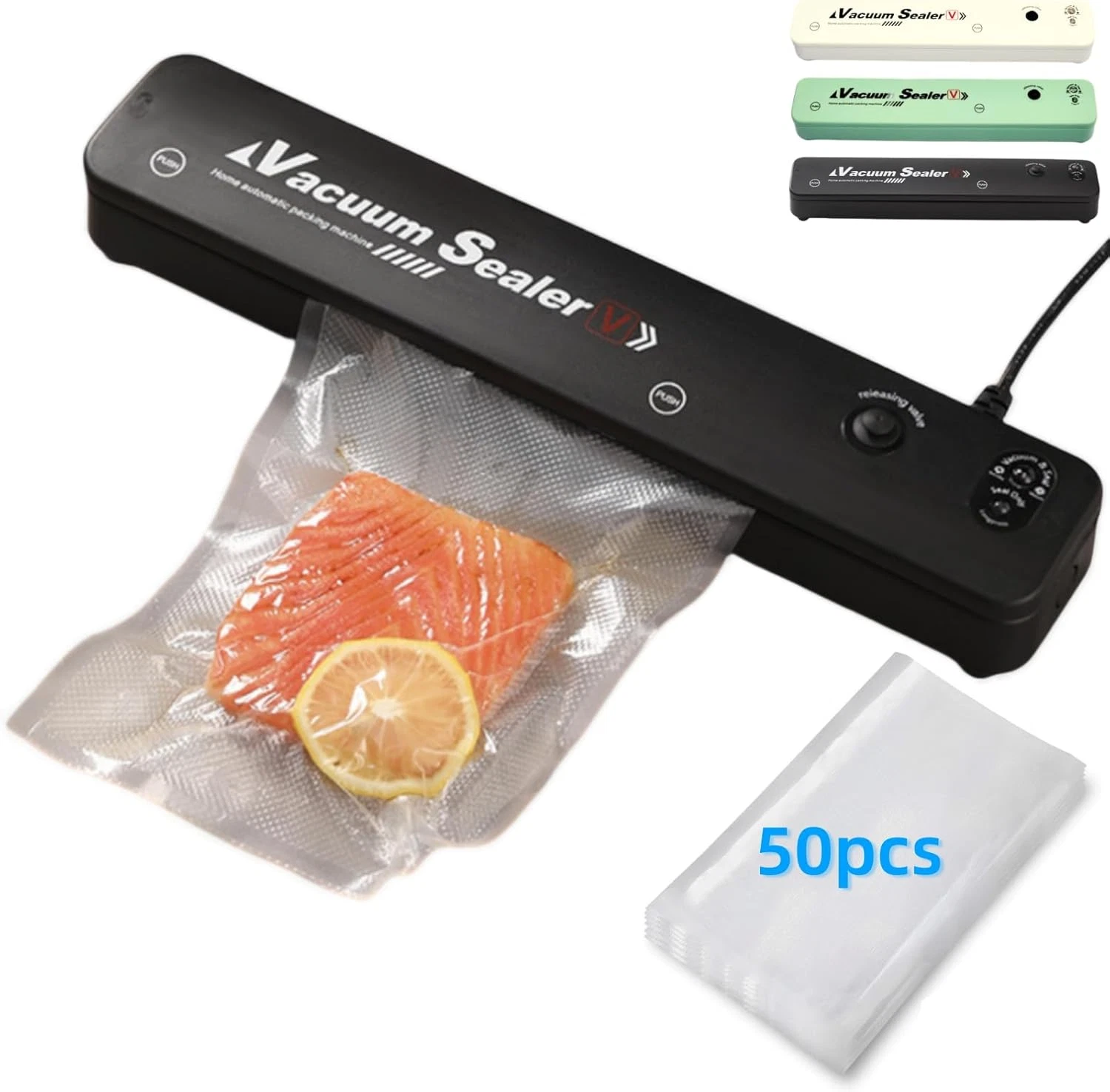 Saker Food Saver Vacuum Sealer Machine, Food Vacuum Sealers with 50 Sealing Food