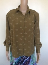 New Olive/Khaki Green Women's Long Sleeved Shirt, Size 14, Feather Pattern