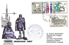 SA28k Belgium, Brussels 1974 to Montevideo, Uruguay 1st flight, Sabena cover