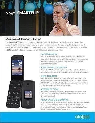 Alcatel SMARTFLIP 4052R | 4G LTE | 4GB Flip-Phone | Bluetooth, WiFi, Big... - Image 3 of 4