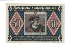Notgeld Breslau - (heute Wrocaw in Polen) - 50 Pfennig - 1921 -Lutherfestspiele