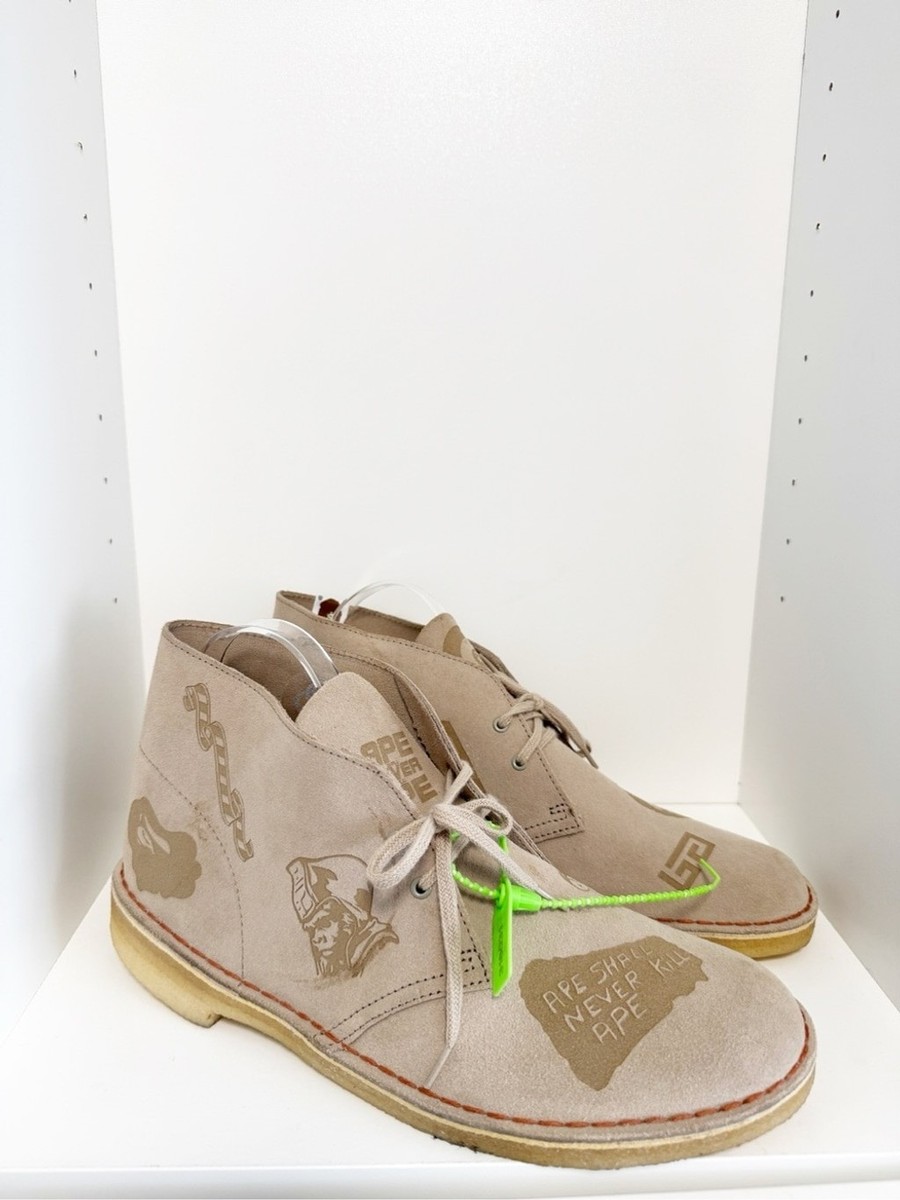 A Bathing Ape x Clarks Desert Boot Bape Grey Embossed size 9.5 | eBay