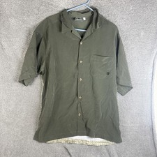 Rietveld USA Shirt Mens Large Green Hawaiian Surf Tiki Graphic Button Up