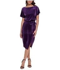 Kensie Womens Velvet Boatneck Midi Dress