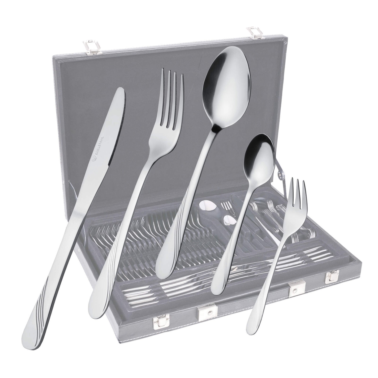 GRÄWE Besteckkoffer 12 Personen Edelstahl Besteck Set Essbesteck Tafelbesteck