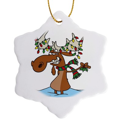 3dRose, Funny Silly Christmas Moose Cartoon, Ornament