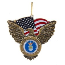 Kurt Adler U.S. Airforce Seal Eagle American Flag Christmas Ornament New