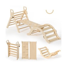 BlueWood Pikler Triangle Set, Toddler Wooden Climbing Toys Indoor 7... Fast Ship