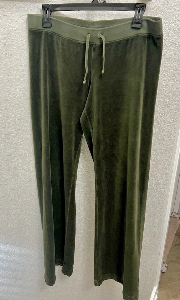Женские армейские зеленые бархатные брюки Juicy Couture размер M прямые штанины Y2K винтажные - Изображение 2 из 4