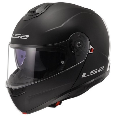LS2 Matte Black Strobe II Solid Modular Motorcycle Helmet w/ SunShield 908-1017