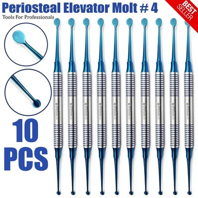 10 Pieces Dental Molt #4 Elevator Periosteal Bone Curette Surgical Instruments
