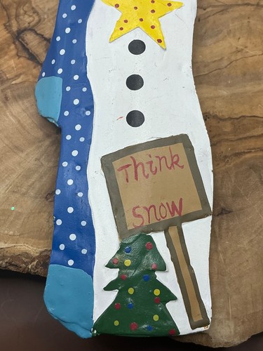 Handbemalter Metall Schneemann Weihnachtsschmuck "Think Snow" 7" - Bild 3 von 4