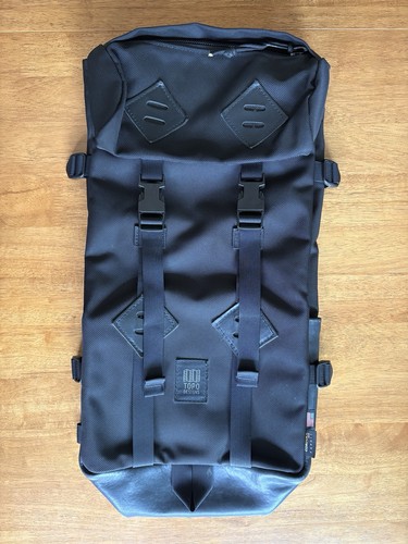 Topo Designs Heritage Klettersack Backpack USA Ballistic Black & Leather 25L