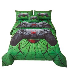 6 Pieces Gamer Comforter Sets for Boys Teens and Adults,Green Color,6 Piece B...