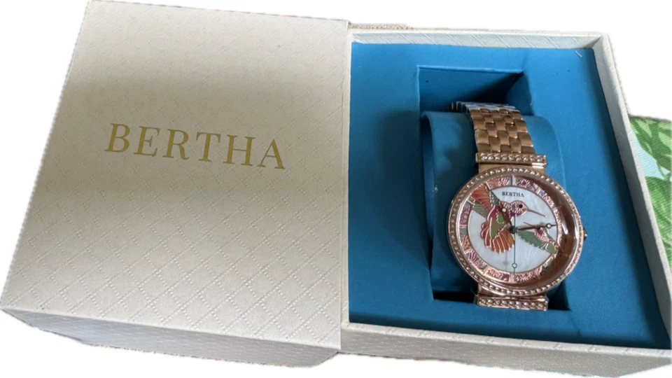 Nuevo Reloj Bertha Colibríes Color Oro Rosa Foto 3 de 3