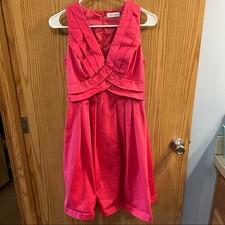 Calvin Klein Sleeveless Pink Fit & Flare Dress Women's Size 4 Plunging Neckline