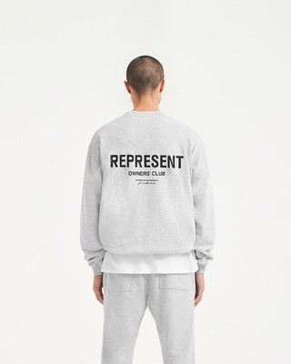 Represent Owners Club Men's Crewneck Sweatshirt Ash Gray Size Large L NEW