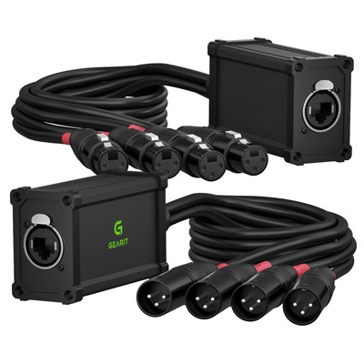 GearIT 4 Channel Snake 2ft Breakout Cable 3Pin XLR DMX AES EBU to Ethercon RJ45