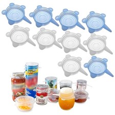 Silicone Can Lids (10 Pack, All 2.6'' Diameter), Reusable Silicone Stretch Li...