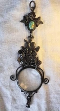 VINTAGE LORGNETTE PENDANT 39.6g of 925 STERLING SILVER  JEWELRY SKULLS ROSES GD