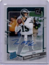 Tanner McKee 2023 Panini Clearly Donruss #86 Rated Rookie AUTO RC