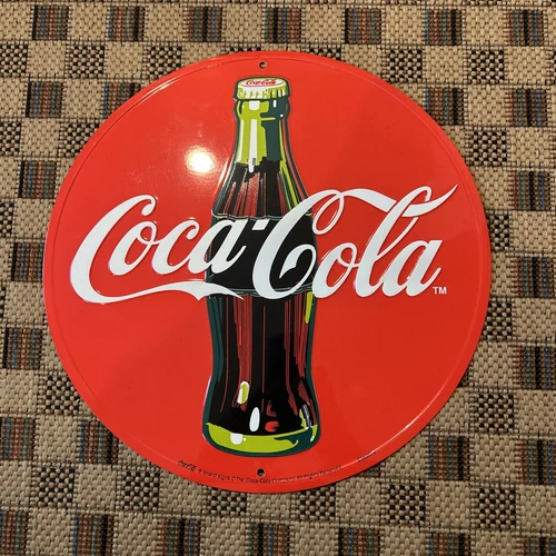Vintage Coca Cola Sign Round Tin Metal Soda Pop Bottle Cap Advertising CS60070