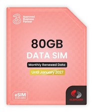 Three 80GB Data SIM Uncapped 5G Preloaded MONTHLY Until January 2027 Plug & Play