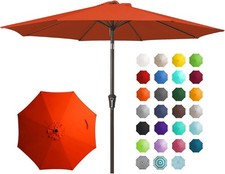 9FT Outdoor Patio Umbrella Outdoor Table Umbrella W/ Push Button Tilt Crank