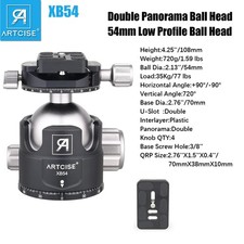 54mm All Metal CNC Panoramic Ball Head Heavy Duty Low Profile Tripod Head