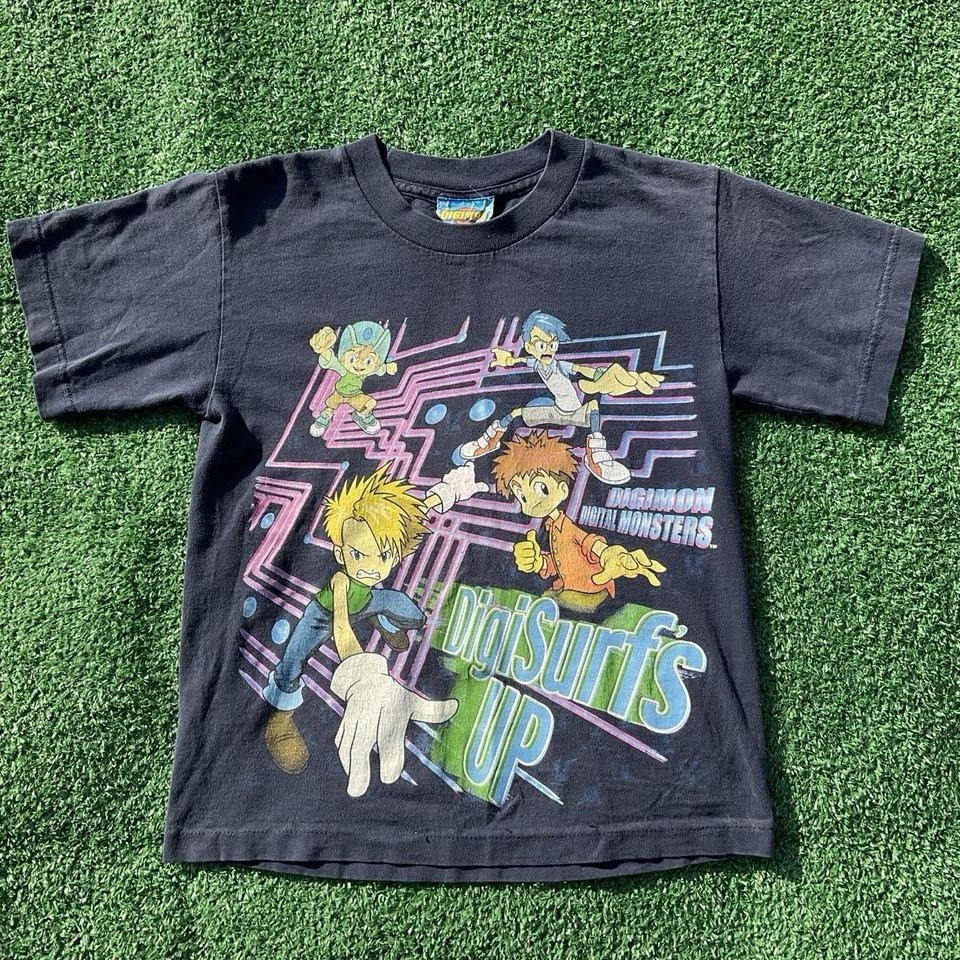 超絶レア デジタルモンスターズ デジモン 2000年製ヴィンテージ Tシャツ Vintage 2000 Kids Digimon Digital Monsters Digi Surfs Up Medium T