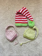 Set Of Three Baby Newborn Stocking Hats Photo Shoot Props For Babies
