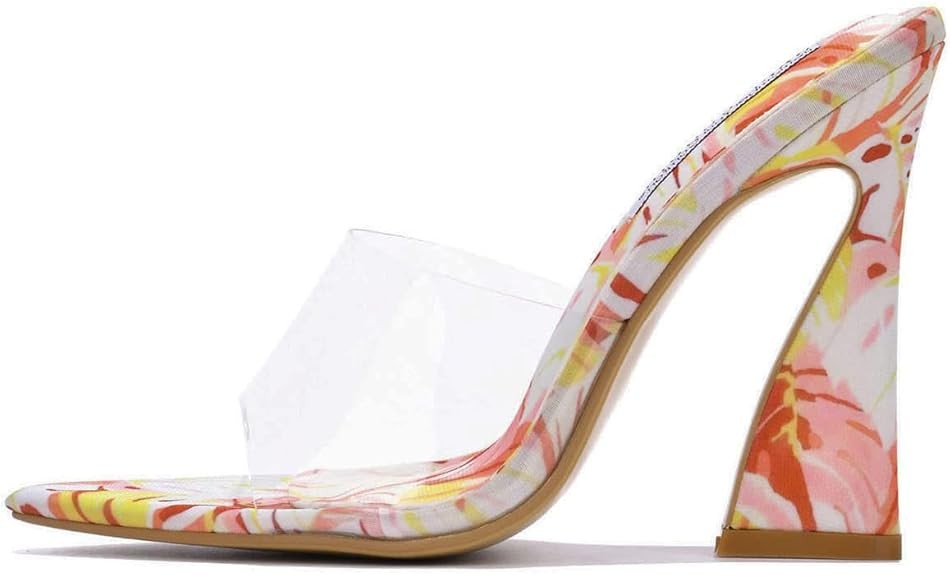 Женские прозрачные каблуки Cape Robbin Layland на массивном каблуке с открытым носком PRNT-6