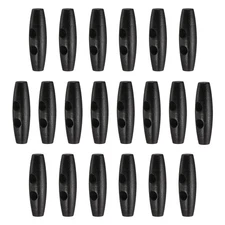 20pcs Wooden Toggle Buttons 45mm 2-Hole Wood Olive Sewing Button, Black