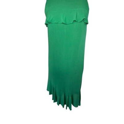 Koton Green Ruffle Shift Dress Women's Size 4 Sleeveless Tie Back Mini
