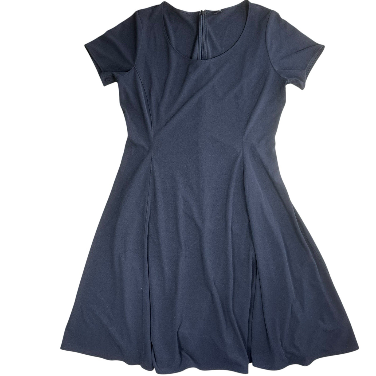 UNIQLO Black Fit & Flare Dress Women’s M Short Sleeve Scoop Neck A-Line Classic