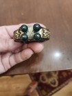 19th Century Antique Ormolu Green stone embroidery insert Perfume Bottle 2 1/2" — photo 8