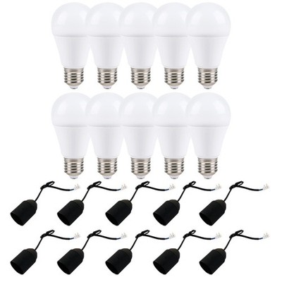 10 x LED 9W = 60W E27 matt warmweiß + 10 x Baufassung Lampenfassung Renovieren