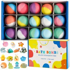 Bath Bombs for Kids with Surprise Inside, 15 Pack Kids Bath Bombs Gift Set, Natu