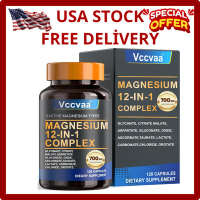 Puravita Magnesium Complex 700Mg 12 in 1 Magnesium Supplement with Glycinate, Ci