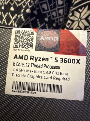AMD Ryzen 5 3600X Desktop Processor 4.4GHz, 6-Core, Socket AM4 with OEM Cooler