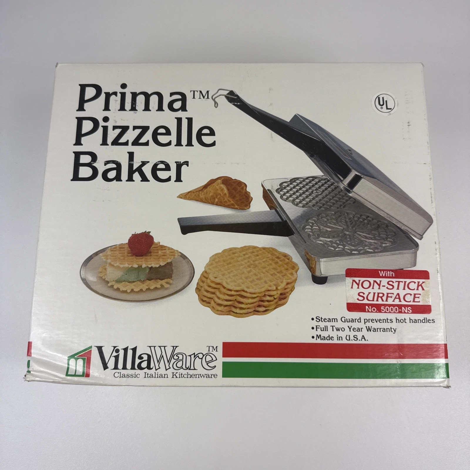 VILLAWARE Prima Pizzelle Baker Italian Cookie Maker 5000 NS Non Stick NEW